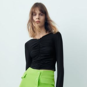 NWT Zara Ruched Elasticized Top